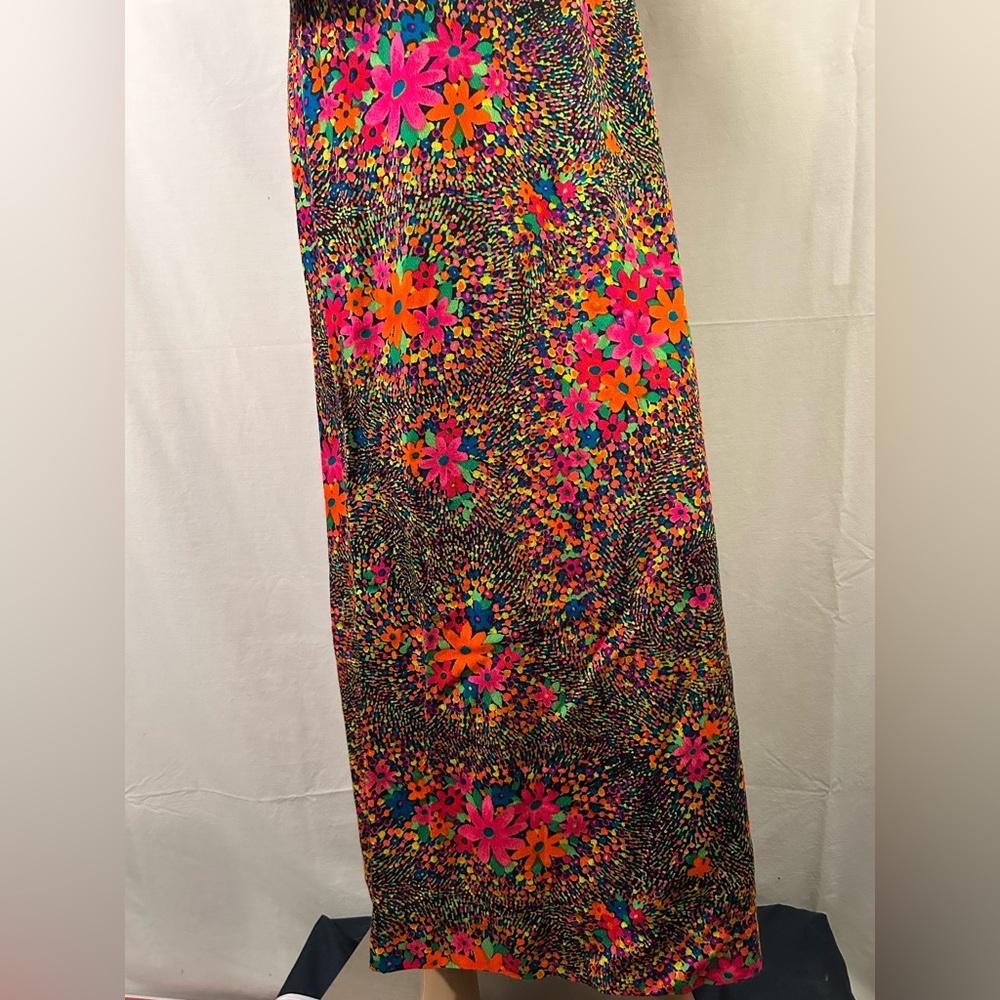 Sun Fashions of Hawaii Vintage Floral Long Sleeve Scoop Back Maxi Dress Size 8 - Picture 8 of 10